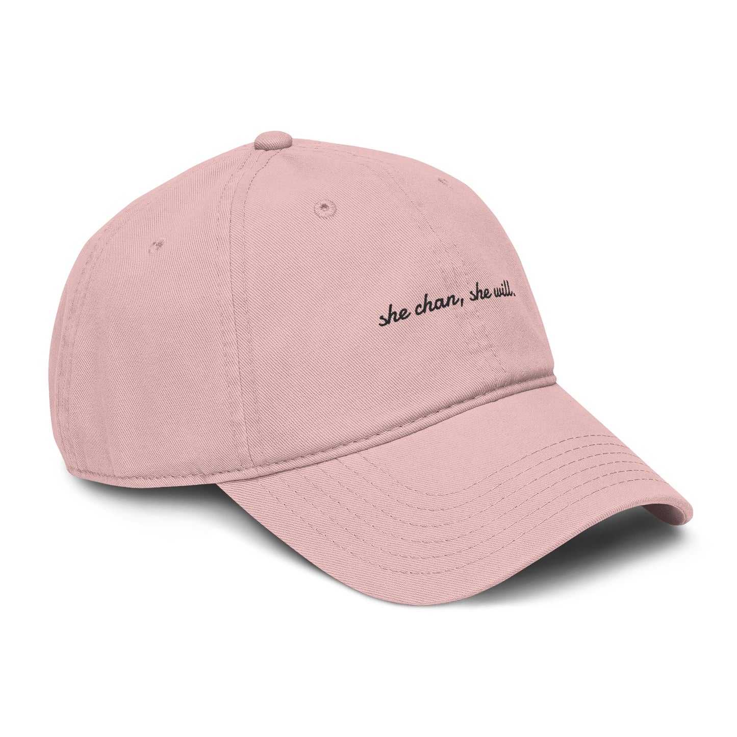 Washed Baseball Cap — "She Can, She Will" Embroidered Hat