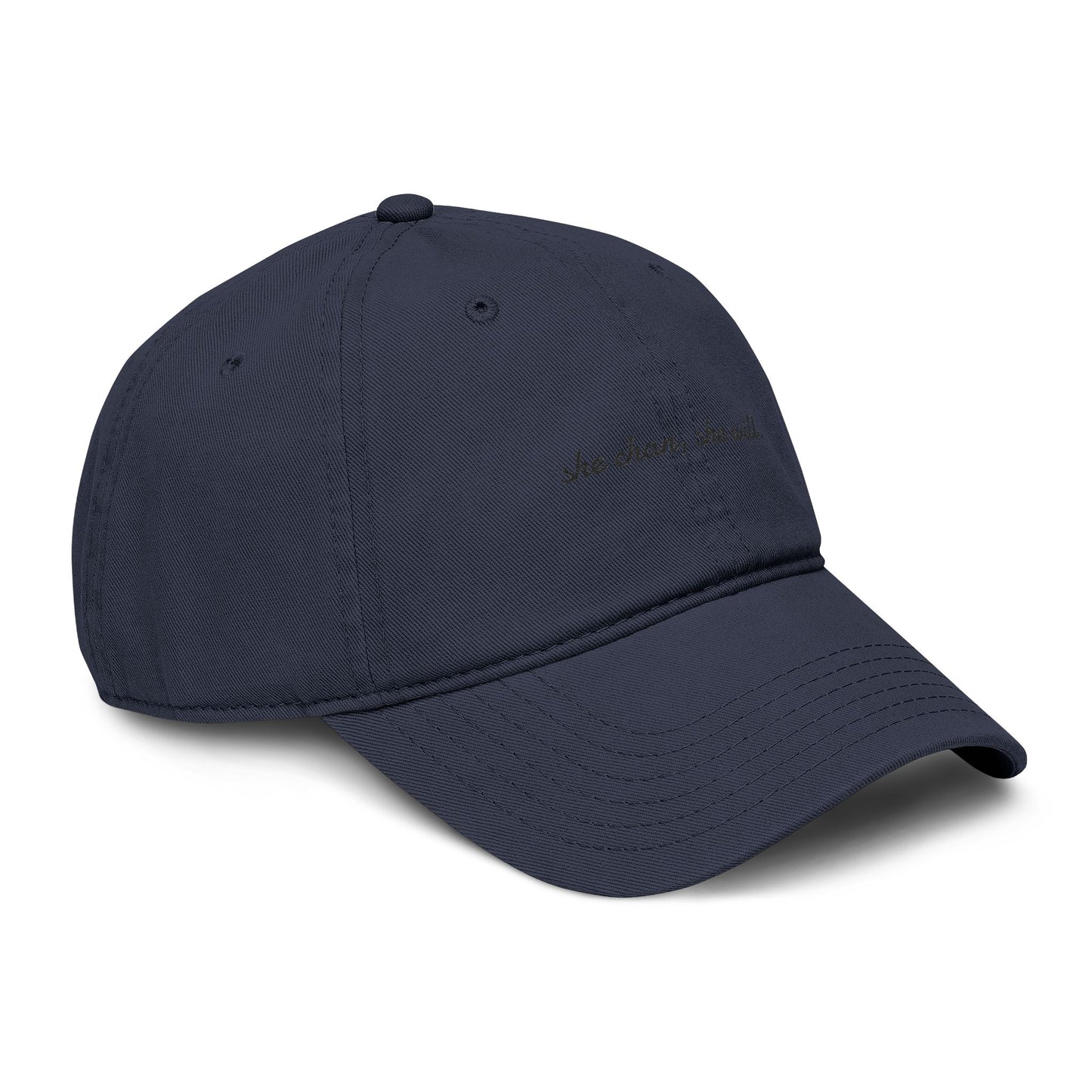 Washed Baseball Cap — "She Can, She Will" Embroidered Hat