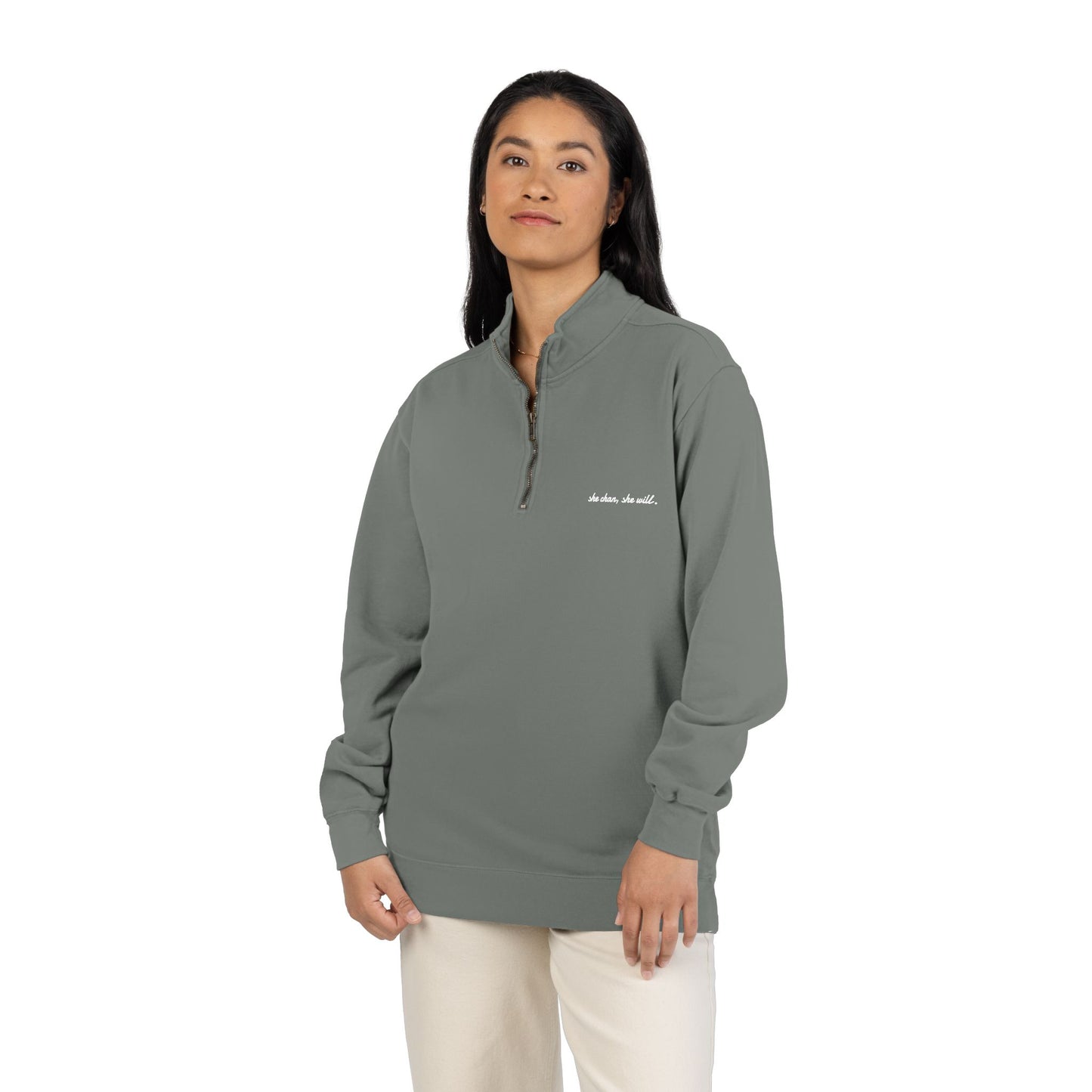 Quarter-Zip Sweatshirt — Embroidered Chest