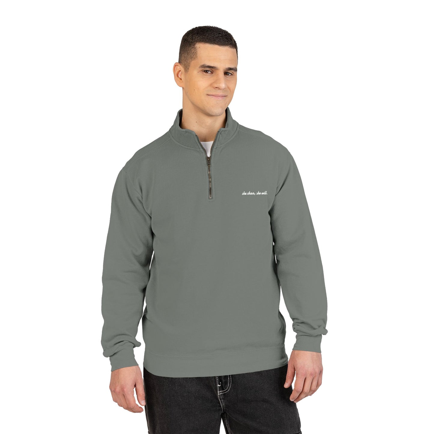 Quarter-Zip Sweatshirt — Embroidered Chest
