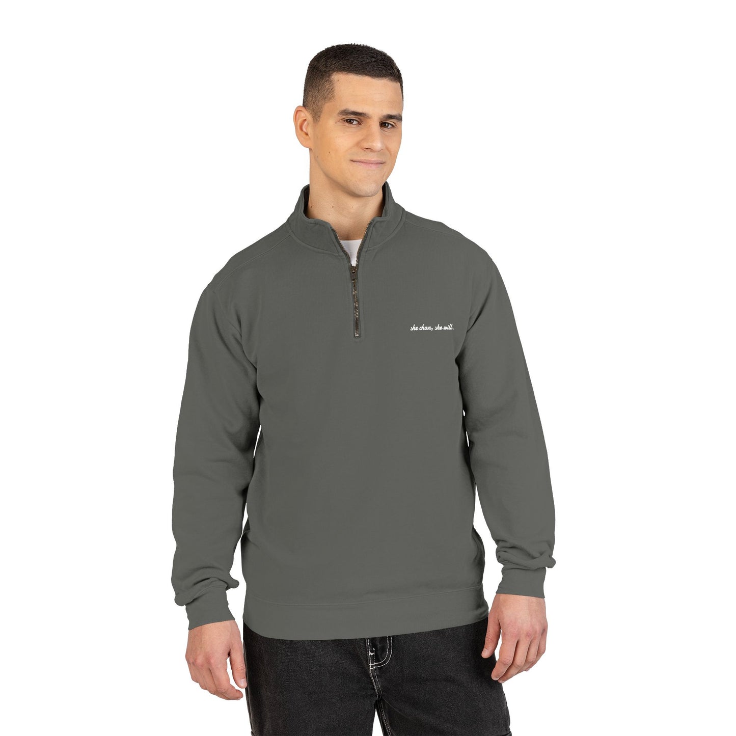 Quarter-Zip Sweatshirt — Embroidered Chest