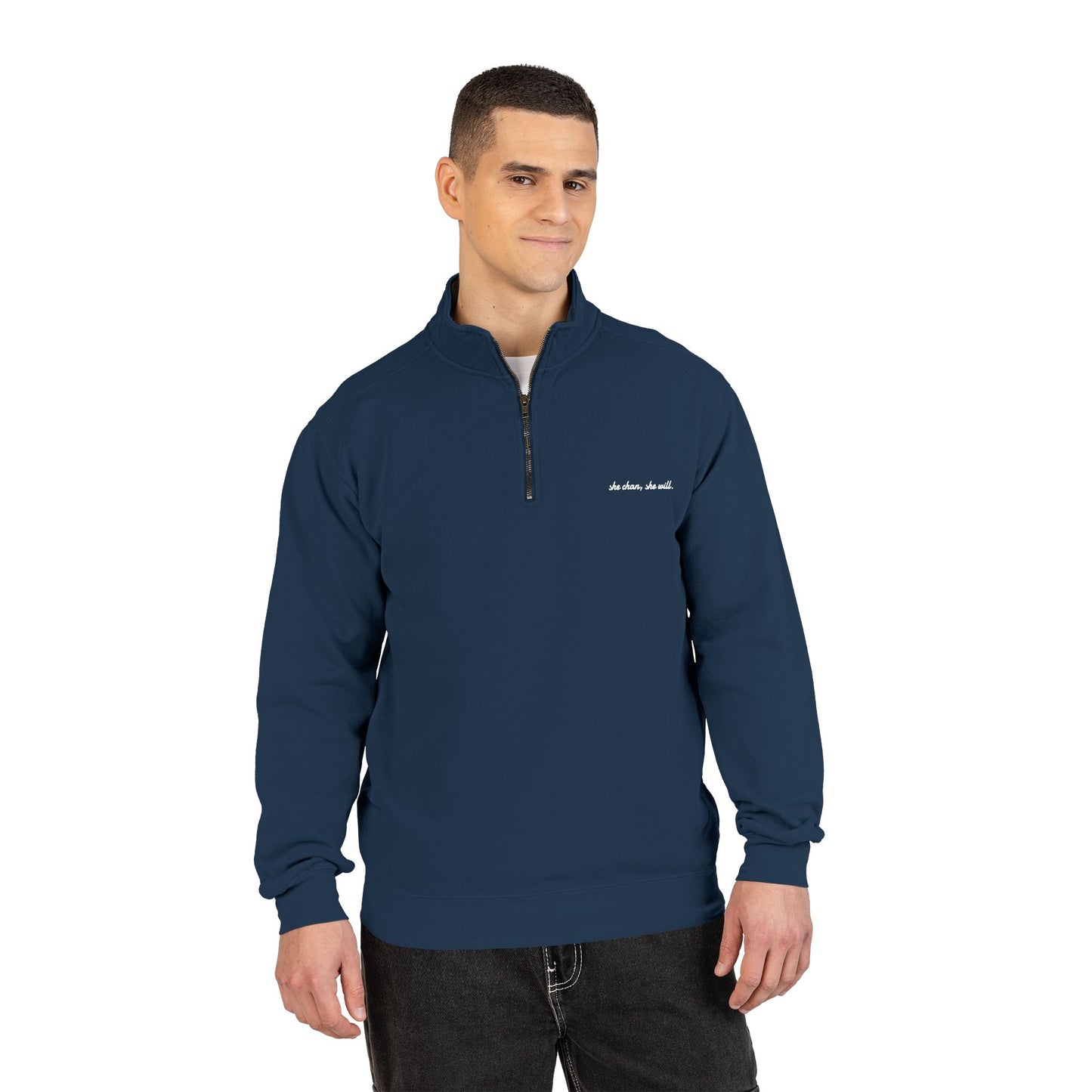 Quarter-Zip Sweatshirt — Embroidered Chest
